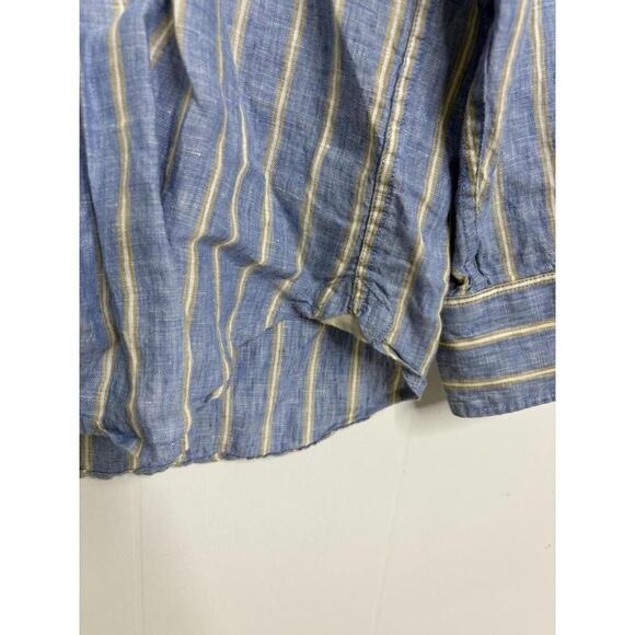 Tommy Bahama Shirt Mens Large Linen Button Up Blue Striped Travel Vacation - Picture 4 of 6